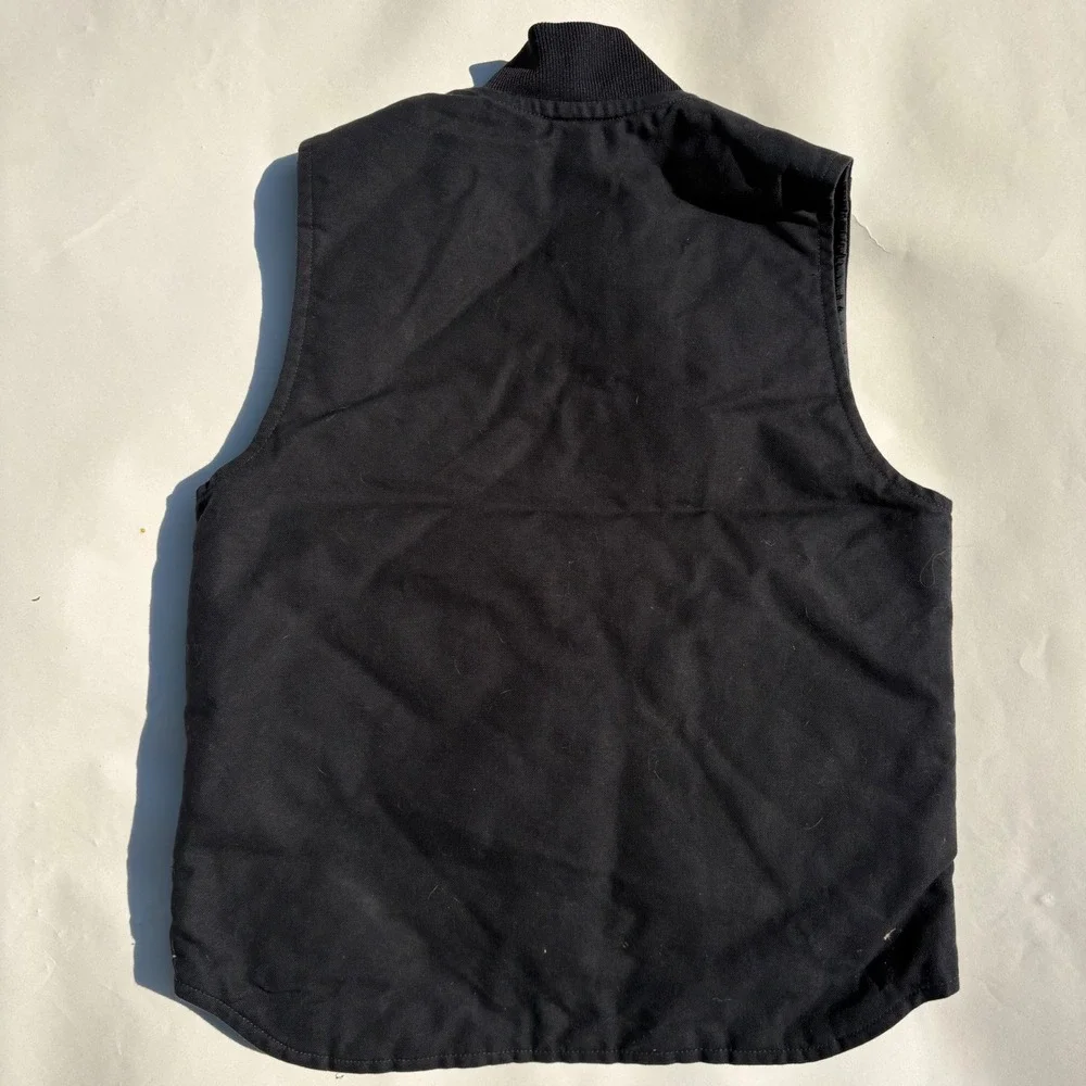 Carhartt Mens V01-BLK Duck Vest Black Canvas Workwear Hugg & Hall Logo Size M